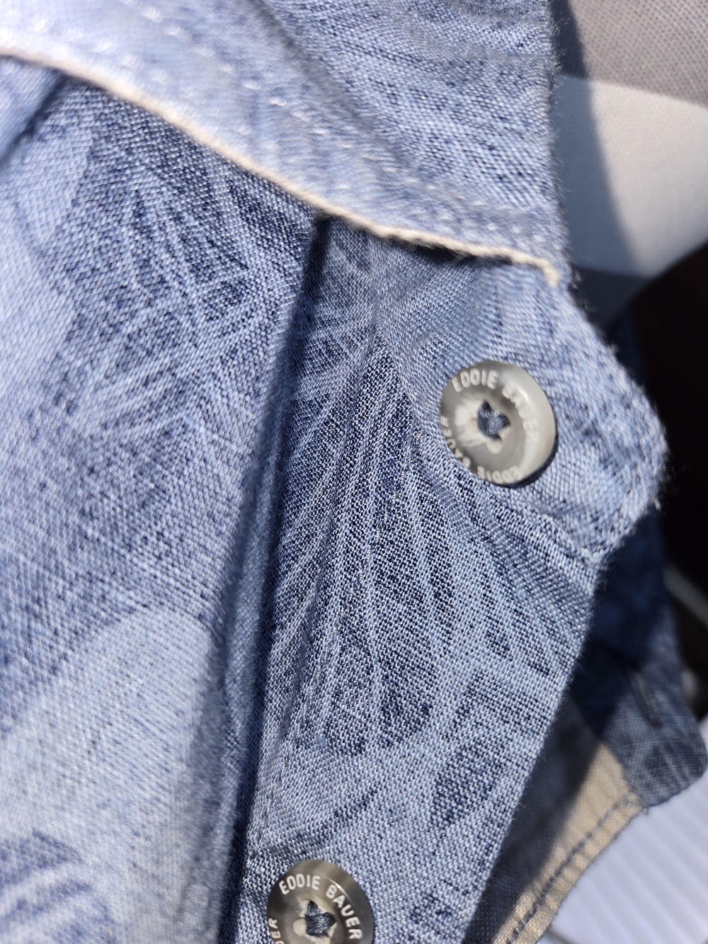 Eddie Bauer Blue Patterned Casual Button-Down Shirt